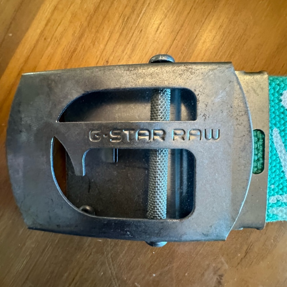 G STAR RAW DENIM BELT M/L TEAL WIDE BRAND NEW - Picture 3 of 7